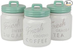 DII Kitchen Accessories Collection Ceramics, Jar Canister Set, Aqua, 3