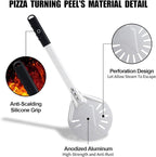 Pizza Turning Peel 7 Inch Round Anodized Aluminum Perforated Pizza Peel Turner With Metal Handle Pizza Paddle Spinner For Outdoor Pizza Oven Accessories