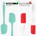 3-Piece Silicone Spatula Scrapers: Doosu 600°F Heat Resistant Food Grade Kitchen BPA Free Rubber Baking Cooking Tool Nonstick Utensil Set for Mixing, Scraping, Folding, Stirring, Serving (Multi-4)