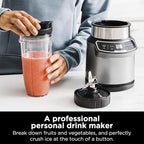 Ninja BN401 Nutri-Blender Pro with Auto-iQ, 1100W Motor (2) 24oz Cups (Renewed) Bundle with Deco Essentials Collapsable Water Bottle and 2 YR CPS Enhanced Protection Pack