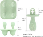 Silicone Baby Ice Pop Molds with Easy-Grip Handles, 4-Cavity Frozen Treat Tray for Toddlers, Mini Popsicle Maker for Teething Relief, Fruit Puree & Breastmilk Snacks (Olive Green)
