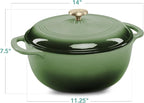 Best Choice Products 6 Quart Enamel Cast-Iron Round Dutch Oven, Family Style Heavy-Duty Pre-Seasoned Cookware for Home, Kitchen, Dining Room, Oven Safe w/Lid, Dual Handles - Deep Olive Green