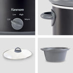 Kenmore 5 Quart Slow Cooker - Crock pot with Programmable Settings,Digital Controls, Large Capacity for Family Meals, Dishwasher-Safe Stoneware, Warm Rice & Sous Vide Stew