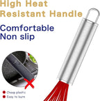 Silicone Rubber Whisk,Premium Whisks For Cooking Non Scratch,Stainless Steel & Silicone Wisk For Nonstick Cookware Pans, High Heat Resistant kitchen Whisks set of 3,Red