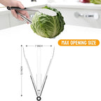 Hotec Stainless Steel Kitchen Tongs, Set of 2-12", Locking Metal Food Tongs for Cooking, Serving, BBQ, Grill Non-Slip Grip