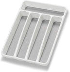 Silverware Organizer Utenisl Organizer Holder Kitchen Drawer Organizer Plastic Silverware Tray for Drawer Flatware Organizer 5 Compartment White