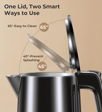 Electric Kettle 1.0L 1200W, 7 Temp Settings, 4H Keep-Warm, Fast-Boil Stainless Steel Electric Tea Kettle, 120V Water Boiler with Auto-Shut Off, Cool Touch PP Exterior for Home Office, Black