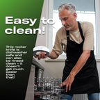 Stainless Steel Mezzaluna Salad Chopper Knife – Double Blade Herb Mincer with Protective Cover and Ergonomic Handles for Chopping Herbs, Vegetables, and Salad