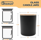 Thick Candle Jars for Making Candles 12 Pcs, 7 OZ Empty Jars with Wood Lids for Candle Making, Sample Container, Matte Black