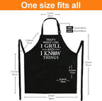 Funny Grilling Aprons for Men - BBQ Cooking Apron with 2 Pockets, Adjustable Neck Strap and 40" Long Ties - That's What I Do I Grill and I Know Things