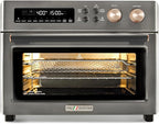 VAL CUCINA Infrared Heating Air Fryer Toaster Oven, Extra Large Countertop Convection Oven 10-in-1 Combo, 6-Slice Toast, Enamel Baking Pan Easy Clean with Recipe Book, Black Matte Stainless Steel
