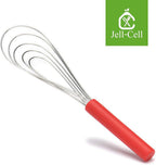 Flat Whisk Silicone Handle Non Slip 10" - 5 Wires Whisk with 10 Heads for Kitchen Cooking Color Red by Jell-Cell