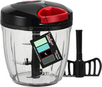 Cambom Manual Food Chopper Vegetable Cutter, Hand String Vegetable Chopper Onions Cutter for Vegetable Fruits Nuts BPA Free Food Safe Material, 900ml Black