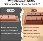 FUNBAKY Dubai Silicone Chocolate Bar Mold - 1-Inch Deep Cavities, Large Thick Candy Bar Mold, Ideal for Filling Pistachio Chocolate, Includes Scraper, 2 Pack