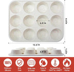Silicone Muffin Pan, Metal Reinforced Frame Cupcake Pan 12 Cups Regular Size Easy to Move in or Out of Oven Non-Stick (1)