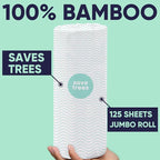 Save Trees Bamboo Paper Towels 6pk - 750 Sheets Paper Towels Rolls Ultra Absorbent & Durable Eco-Friendly - FSC-Certified, totally Plastic-Free, and Vegan
