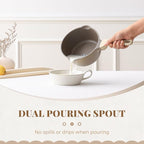 PRICUSIS Nonstick Saucepan with Lid, 2.7 Quart Sauce Pan, Healthy Sauce Pot with Pour Spouts for Multipurpose Use, PFOA Free, Induction Compatible, Apricot