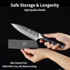 Utility Knife,5.5inch Damascus knife,67-Layer High Carbon Stainless Steel Kitchen Knife,Professiona Sharp Cutting Knives with Ergonomic Blue G10 Handle,Gift Box for Home and Kitchen Birthday Gift
