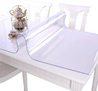 NECAUX Custom Multisize 1.5mm Thick Clear PVC Table Cover Protector - 18 x 72 Inch Water Resistant Rectangular Plastic Non-Slip Desk Pad for 6 Foot Coffee Table/Writing Desk/Trainning Table