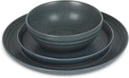 Stone Lain Elio 12-Piece Dinnerware Set Stoneware, Plates and Bowls Set, Dish Set for 4, Blue