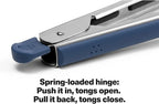 Misen Kitchen Tongs - Dishwasher Safe, Heavy Duty - Precision Stainless Steel Grilling Tool - Heat Resistant - Perfect for Serving and Air Frying - 13 Inch | Blue