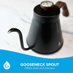 GROSCHE - Marrakesh Gooseneck Kettle Stovetop - Stainless Steel Pour Over Coffee Kettle Stovetop - Tea Kettle - Stovetop Gooseneck Kettle - Coffee & Tea Kettle - Home Essentials, Black (34 fl. oz)
