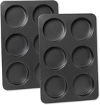 2 Pcs English Muffin Pans, 3.6 Inch Non-Stick 6 Cup Straight Side Cupcake Pan, Hamburger Bun Pan for Home/Kitchen Baking(Lid NOT Included)