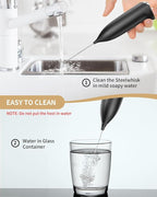 CIRCLE JOY Milk Frother, Electric Coffee Frother, Handheld Mini Foamer for Matcha Lattes, Cappuccino, Kitchen Gifts, Black