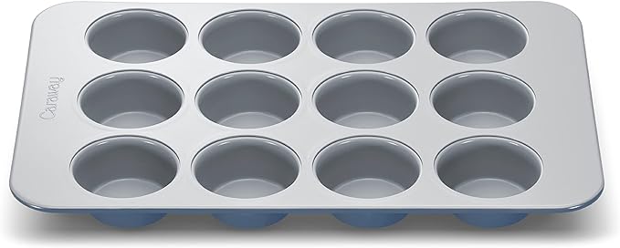 Caraway Non-Stick Ceramic 12-Cup Muffin Pan - Naturally Slick Ceramic Coating - Non-Toxic, PTFE & PFOA Free - Perfect for Cupcakes, Muffins, and More - Slate