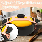 Silicone Lid Lock Strap for Crockpot Slow Cooker (6/7/8 Quart) - Universal Crockpot Lid Holder & Rubber Strap Alternative | Heat-Resistant, No-Spill Design Transport Accessories (Pink+Black)