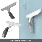 MR.SIGA Multi-Purpose Silicon Squeegee for Window, Glass, Shower Door, Car Windshield, Heavy Duty Window Scrubber, Includes Suction Hook, 10 inch, Gray & Black, 1 Pack