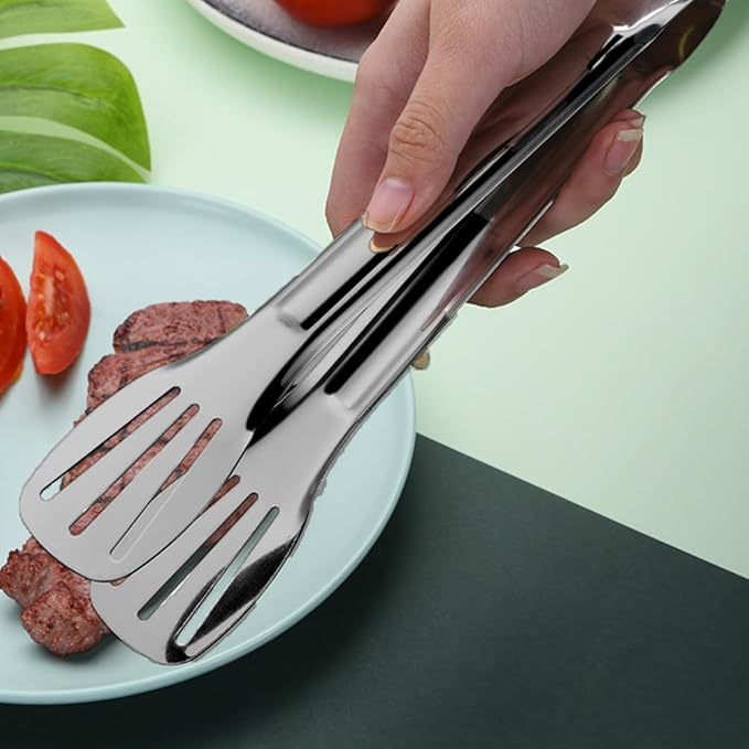 4 PCS Serving Tongs Black Tongs 9 Inch Serving Utensils Stainless Steel Serving Tongs for Salad Buffet Appetizer Dessert Tong for Food Parties