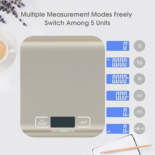 Digital Shipping Scale,Stainless Steel Panel, Accurate Portable Postal Scale for Packages, Small Business,Kitchen, Food, Handmade, Liquids, and Boutique (Stainless Steel Battery (5kg/1g))