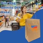 ASSUREPAK DIY Grocery Paper Bags - 200 units - 14"x10"x15.75" - Handle - Kraft Color - 74LB (110 GSM strong) - Recyclable Food & Supermarket Bags for Decorating & Branding - 141016NKPAPTHDL