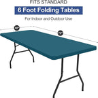 homing Rectangle Table Cloth Cover, Waterproof Polyester Elastic Fitted Tablecloth, Fits for 6 Foot Folding Tables, Washable Table Protector for Picnic, Camping, Outdoor (Peacock Blue, 30" x 72")