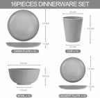 LIYH 48 Pcs Grey Plastic Wheat Straw Dinnerware Set - Plates and Bowls Sets, Camping Dish Set for 12, Unbreakable Dishwasher Safe Wheat Straw Plates Bowls Reusable 12 Guests