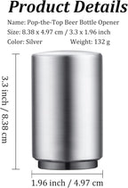 3PCS Premium Automatic Beer Bottle Opener, Magnet Stainless Steel Push Down Off Soda Lid Open Magnetic Catching No Damage Caps, Portable Pop the Top Bar Tools for Home Wine Accessories Picnic Camping