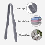 carrotez Mini Silicone Toaster Tongs, Anti-Slip,Non-Scratch Mini Tongs 7 Inch - Modern Grey