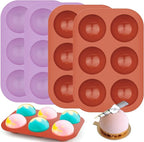 4Pack 6-Cavity Semi Sphere Silicone Mold, Baking Mold for Making Hot Chocolate Bomb, Cake, Jelly, Dome Mousse ((2Pcs Purple + 2Pcs Red))