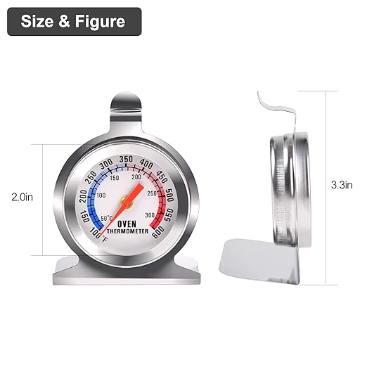 Stainless Steel Oven Thermometer for Electric/Gas Oven, Kitchen Cooking Grill Smoker Thermometer(50-300°C/100-600°F) (2)