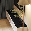 Leather Table Cover,1.8mm Thick,12x78 Inch Desk Cover,Dresser Cover Top,Dresser Protector Top,Dresser Cover,End Table Cover.(Black+Gray,12x78)