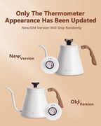 Harriet Gooseneck Kettle with Thermometer for Pour Over Coffee and Tea, 37 fl oz, Stainless Steel, Durable 3-Layer Base, Ideal Spout for Precision Pouring, Compatible with all Stove Tops, White