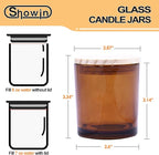 8 OZ Thick Candle Jars for Making Candles 15 Pcs, Brown Empty Jars with Wood Lids for Candle Making, Sample Container,Clear Brown