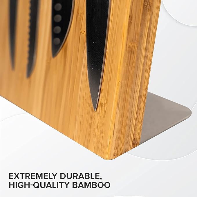 Magnetic Knife Block Without Knives By Coninx - Magnetic Knife Holder for Safe, Clean & Tidy Knife Storage - Bamboo Knife Rack Magnetic Stand for Cooking Utensils & More - Elegant Magnetic Knife Rack