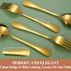 Lazycorner 30 Pcs Gold Silverware Set for 6, Food Grade Stainless Steel Flatware Set Include Fork/Knife/Spoon, Mirror Polished Eating Utensils Sets, Reusable Silverwear Cutlery Set, Dishwasher Safe