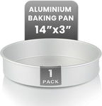 Restaurantware-Met Lux 14 x 3 Inch Straight-Sided Baking Tin, 1 Round Cake Pan - Oven-Ready, Freezable, Anodized Aluminum Round Baking Pan, Greaseproof, For Layer Birthday Cake