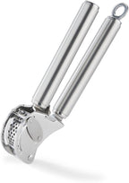 Rösle 12895 Stainless Steel Garlic & Ginger Press with Scraper for Effortless Mincing with Easy Cleanup, 13-inch