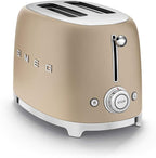 SMEG 2 Slice Toaster with 6 Presets and Defrost Function and Removable Crumb Tray TSF01CHMUS, Matte Champagne