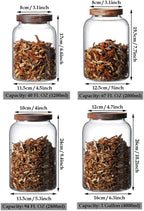 Large Glass Jars with Airtight Wooden Lid, Food Storage Glass Canister, Clear Cereal Storage Container for Flour, Sugar, Coffee Beans, Snack (1 Gallon (4000ml))