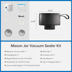 Electric Mason Jar Vacuum Sealer Kit, 3-in-1 Handheld Automatic Vacuum Sealer for Mason Jars, Canning Sealer Machine for Jars, Containers, Vacuum Bags | Present for Mom, Black